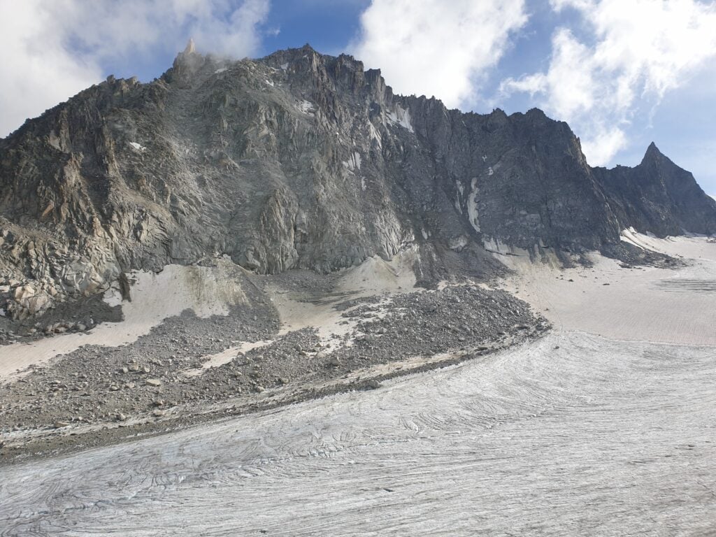 Rocky mountain landscape under a cloudy sky