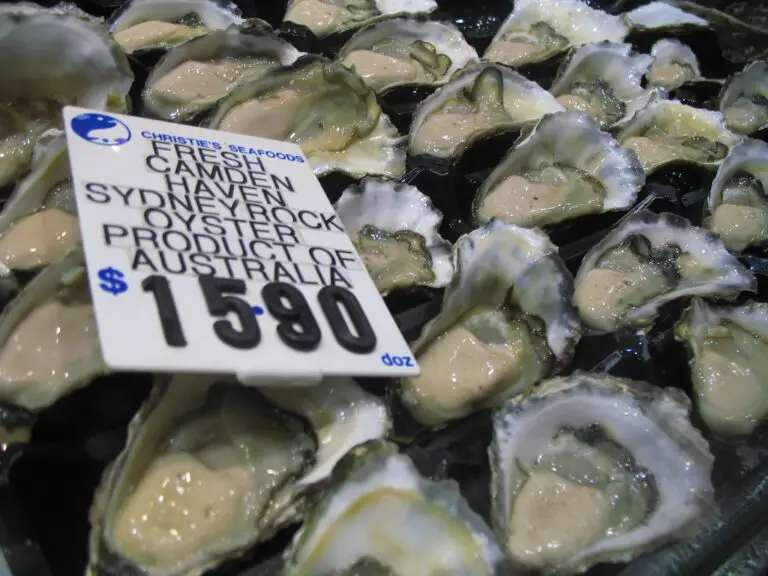 Fresh Sydney Rock oysters priced at $15.90