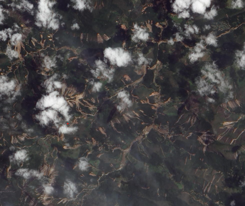 Satellite imagery after landslide