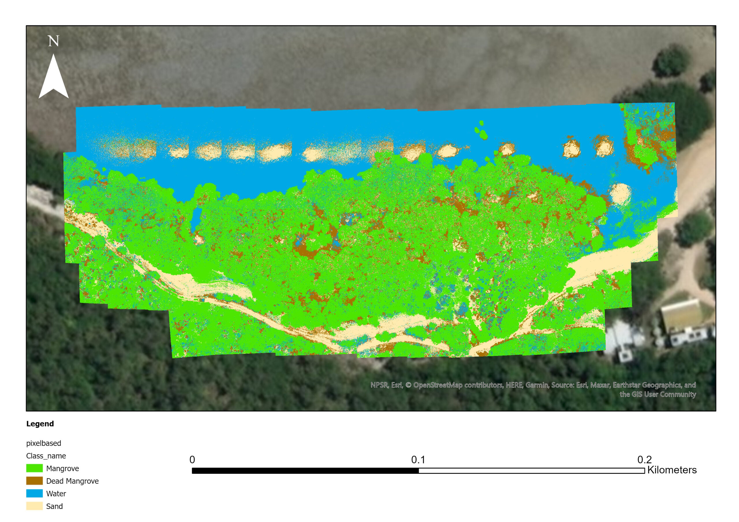 Pixel-based classification of the orthomosaic.