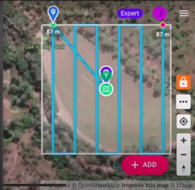Map view of Oak Valley Park with markers