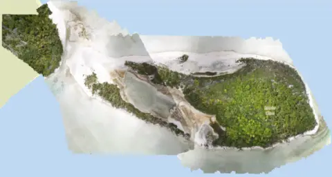 Aerial view of Motu One island in Australia.
