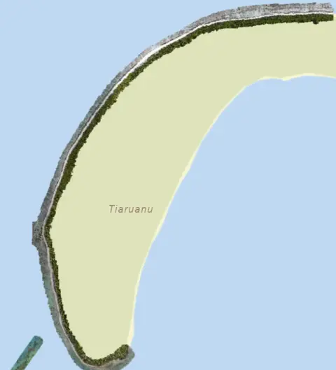 Aerial view of Tiaruanu Island coastline.
