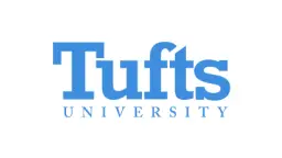 Tufts University logo in blue lettering.