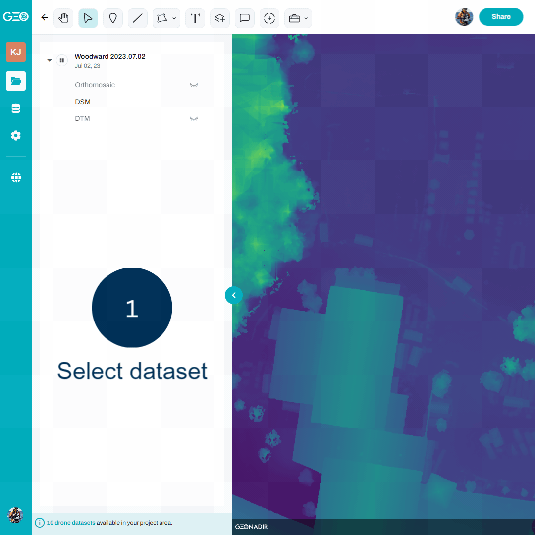 Animated gif showing the process for enhancing the contrast of a drone mapping dataset
