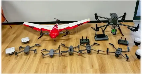 Collection of various drones on a floor