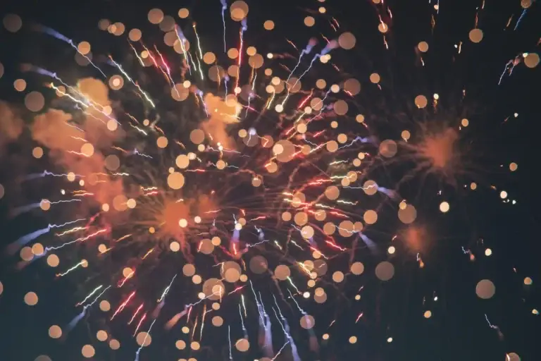 Colorful fireworks display in night sky