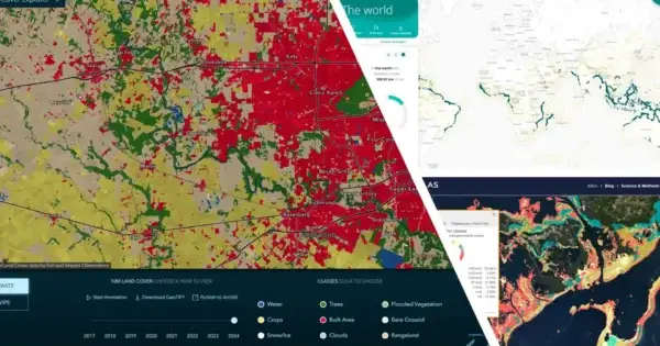 Detailed land cover map with data visualisation.