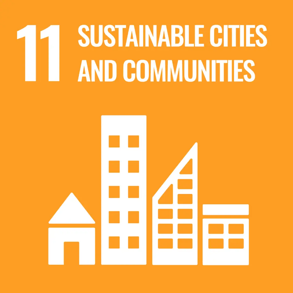 UN goal: Sustainable cities and communities, icon illustration.